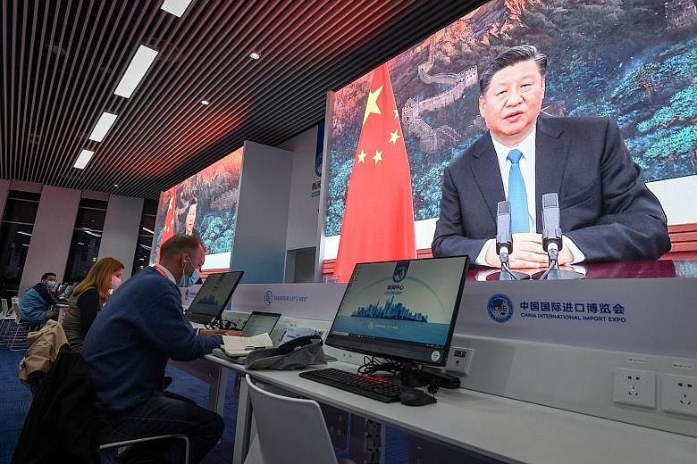 President Xi Jinping, speaking via video message at the China International Import Expo in Shanghai yesterday, said China is accelerating its opening up despite the global coronavirus pandemic.