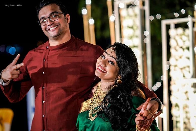 Ms Athira Sujatha Radhakrishnan and Mr Shameem P. at their wedding last December. The couple's application for a civil union was posted online by a stranger and drew hateful comments because she is a Hindu and he a Muslim.