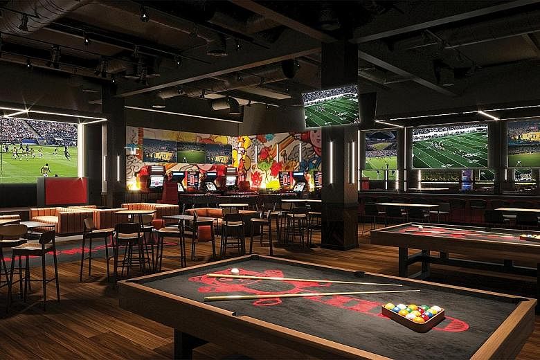 Renderings of Zouk Nightclub (above) and RedTail social gaming bar (above left) at Resorts World Las Vegas.