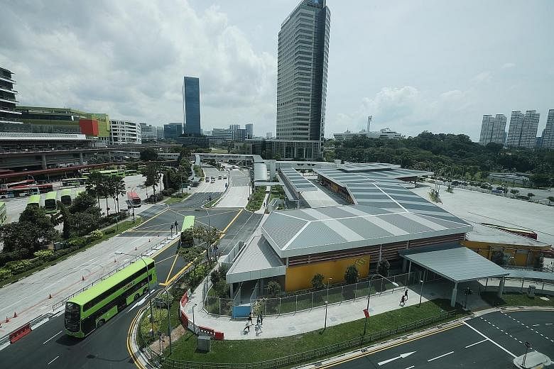 The new Jurong East bus interchange (at right) will be located opposite the current interchange in Jurong Gateway Road. The Land Transport Authority says most of the bus services that operate from the current interchange will continue to operate dire