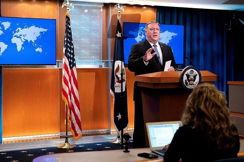 US Secretary of State Mike Pompeo at a media briefing in Washington on Tuesday. He could be joking when he said the administration was ready for a transition - to a second Trump administration - but few are amused over the prolonged post-election imp