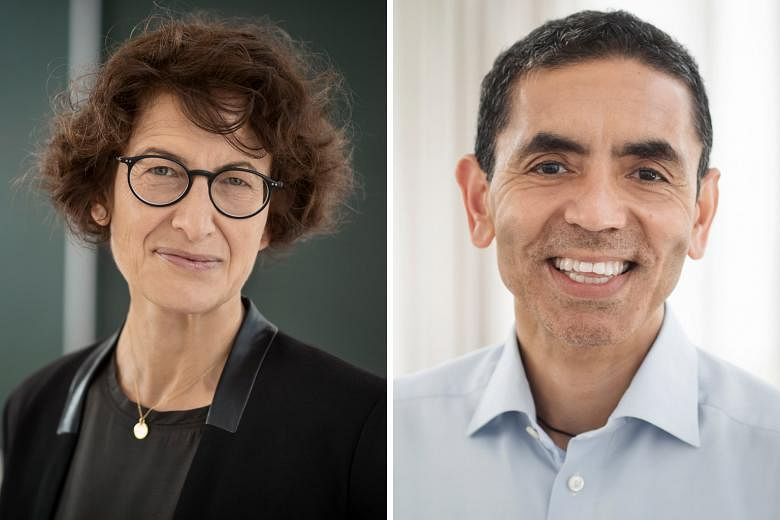 Dr Ozlem Tureci and her husband, Dr Ugur Sahin (both above), founded BioNTech (left) in the German city of Mainz 12 years ago. The company's vaccine candidate has been found to be more than 90 per cent effective in preventing Covid-19. PHOTOS: NYTIME