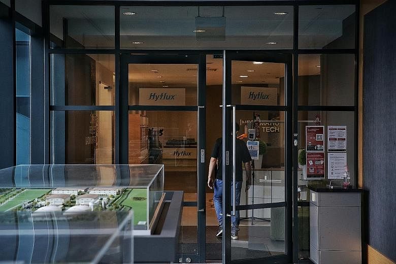 Hyflux's office in Bendemeer Road yesterday. Sources told The Straits Times that representatives of Borrelli Walsh, the restructuring firm advising the unsecured working group of 19 banks that hold more than $931 million of Hyflux debt, were at the b