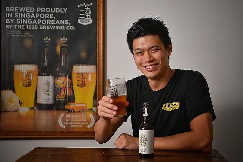 Mr Yeo Eng Kuang (left) and his brother Ivan Yeo founded The 1925 Brewing Co in 2013 with their uncle Yeo King Joey. Their facility in Mandai is now able to produce up to 24,000 bottles of beer a month.