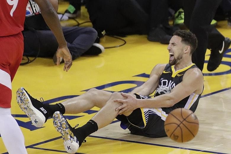 Golden State Warriors' Klay Thompson tore his knee ligaments during Game 6 of the NBA Finals against Toronto last year which forced him out of the next season. The guard will miss the new season starting next month after injuring his Achilles tendon 