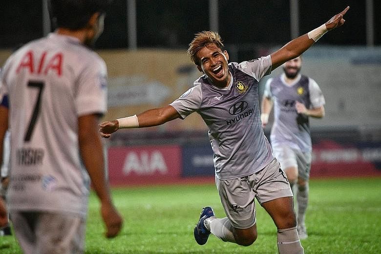 Tampines Rovers' Taufik Suparno in high spirits after scoring just 36 seconds into his second-half appearance against Hougang.