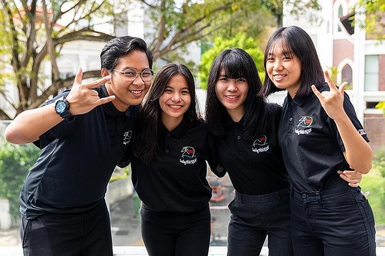 Institute of Technical Education College East students (from left) Danish Sufi Usyair, Margie Ybanez, Dela Cruz Trisha Mae Guzman and Cheryl Oon Siew Ying posted their video on platforms such as YouTube and Instagram to raise funds. They also reached