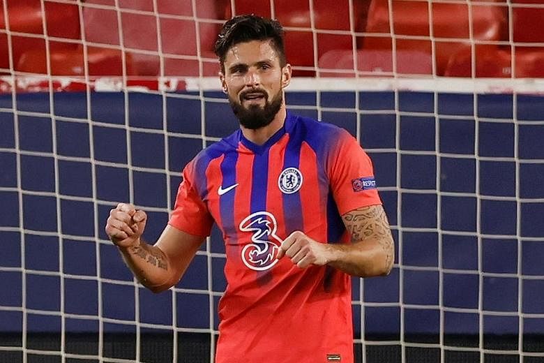 Blues striker Olivier Giroud scored four goals against Sevilla in the Champions League on Wednesday.