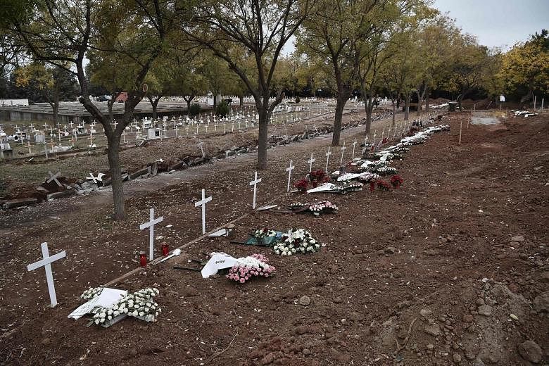 New graves of Covid-19 victims at a cemetery in the Greek city of Thessaloniki this week. The disease caused nearly four times the number of deaths due to malaria, according to the World Health Organisation.