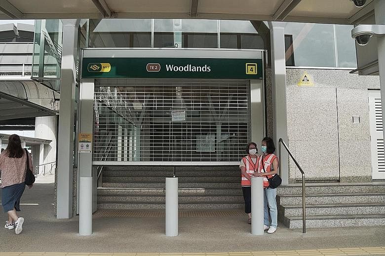 The breakdown on the Thomson-East Coast Line was first announced at 5.43am yesterday and lasted until 10.56am. The three stations in stage one of the TEL - Woodlands North, Woodlands and Woodlands South - have been open since Jan 31.