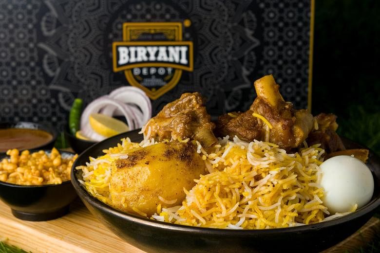 Food historian Osama Jalali preparing briyani at a cloud kitchen that he runs out of a farm in Gurgaon that uses firewood for cooking. (Left) Biryani Depot's cloud kitchen in Pune, which accounts for over 3,500 briyani servings every month, with mutt