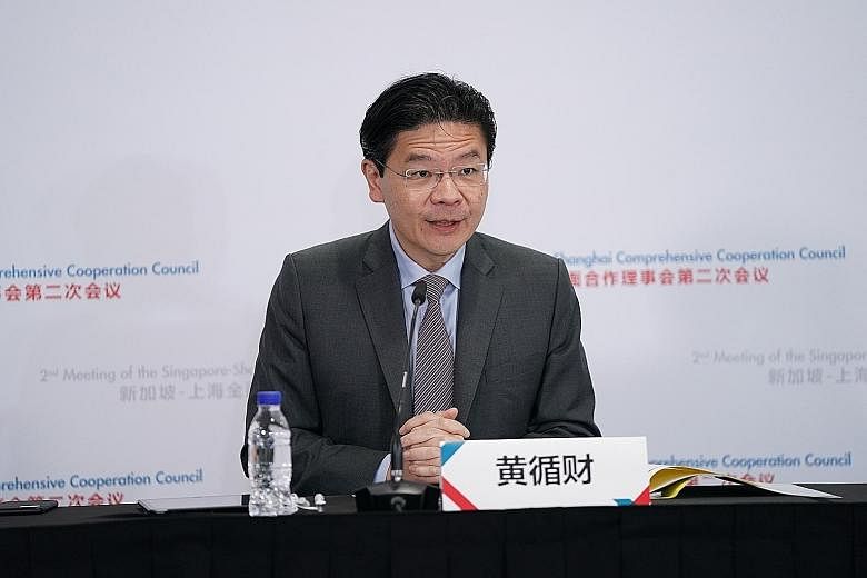 Education Minister and Second Minister for Finance Lawrence Wong speaking at the second Singapore-Shanghai Comprehensive Cooperation Council meeting that was held virtually yesterday.