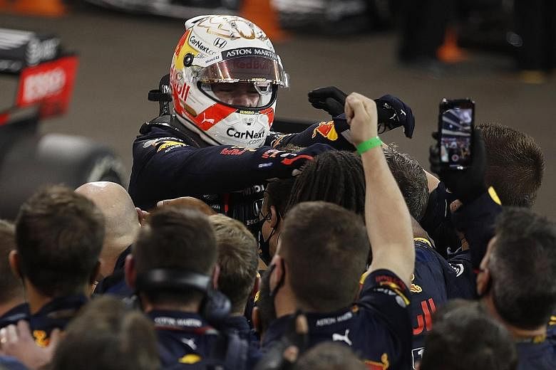 Max Verstappen celebrating his 10th win in F1 yesterday after capturing the Abu Dhabi GP from pole. The 23-year-old also won at the 70th Anniversary GP at Silverstone this year.