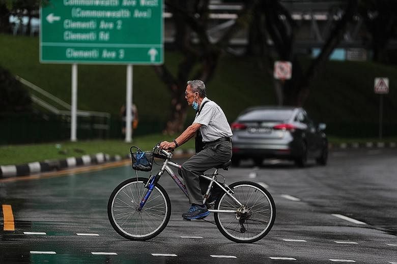 An elderly man on a bike in Clementi during the circuit breaker in May. The Norwegian study found that seniors in Trondheim who did some HIIT training were fitter and enjoyed greater gains in their quality of life.