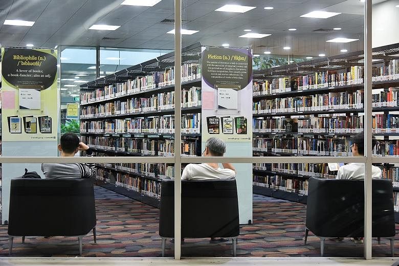 On weekends, patrons can visit the National Library (left), regional libraries in Jurong, Tampines and Woodlands, as well as the National Archives of Singapore, for up to three hours. For all other public libraries, visits are capped at two hours. Pa