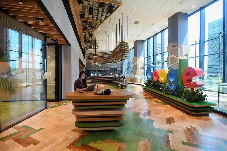 Google's office at Mapletree Business City in Singapore. Google and Facebook are among the big technology companies that continue to take pride and invest in having the world's most enviable workplaces.