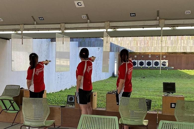 Shooters training at the National Shooting Centre in Choa Chu Kang. Mr Tan visited the centre recently to better understand its operations. The Bill proposes to regulate shooting-range operations to ensure their safety, an activity that previously di