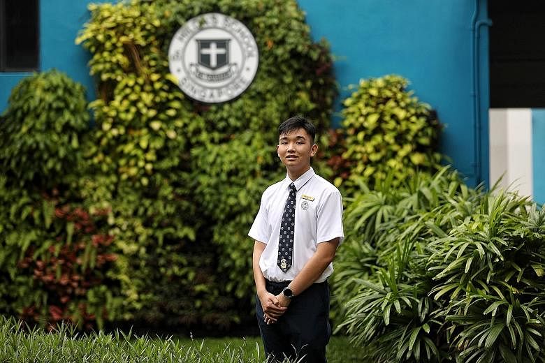 St Hilda's Secondary School student Caleb Lee was diagnosed with acute lymphoblastic leukaemia in 2018, when he was in Secondary 2. He attained two distinctions out of six subjects for last year's O levels. ST PHOTO: JOEL CHAN
