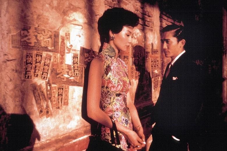 A cinema still of In The Mood For Love starring Maggie Cheung and Tony Leung. The writer fell in love with cheongsams after watching the movie. She has tried to maintain her weight over the years through healthy eating and regular exercise so that sh