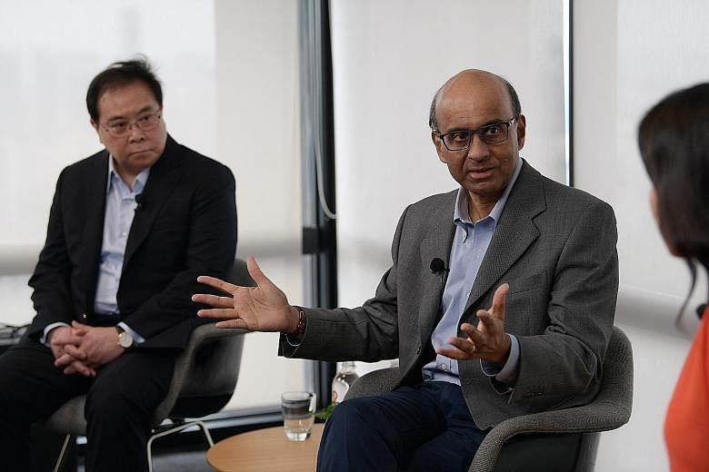 Senior Minister Tharman Shanmugaratnam said the issues faced by mature workers are not limited to a mismatch in skills, and employers should be willing to hire, reskill and upskill such workers, who already have significant skills. ST PHOTOS: NG SOR 