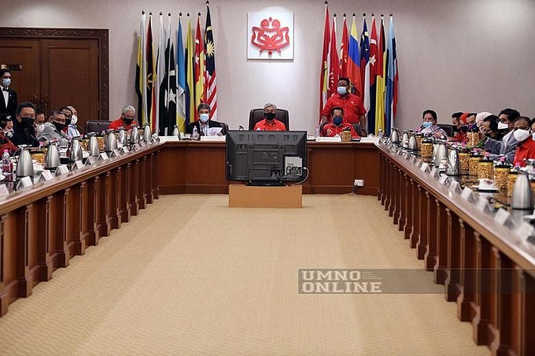 An Umno Supreme Council meeting held last week. Several analysts are predicting that Umno leaders could break away to form fresh alliances in the coming days, and party officials and former leaders fear that the latest challenges may push the party i