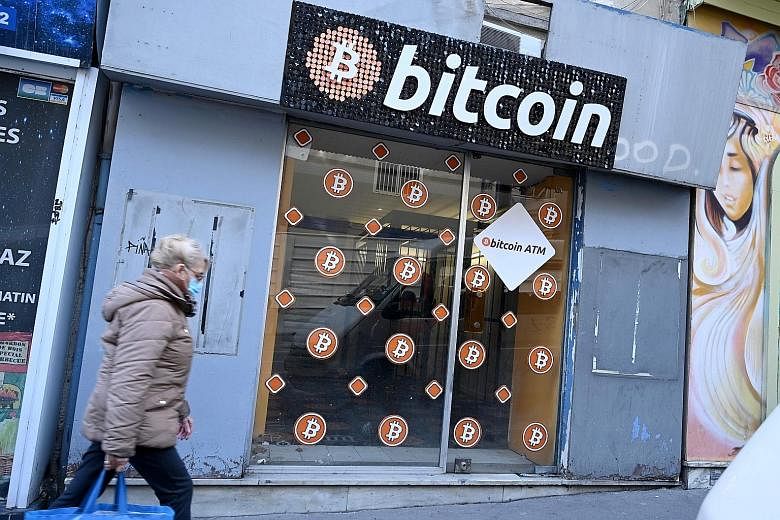 A bitcoin ATM shop in Marseille in southern France. Sceptics worry that the cryptocurrency has run too far, too fast.