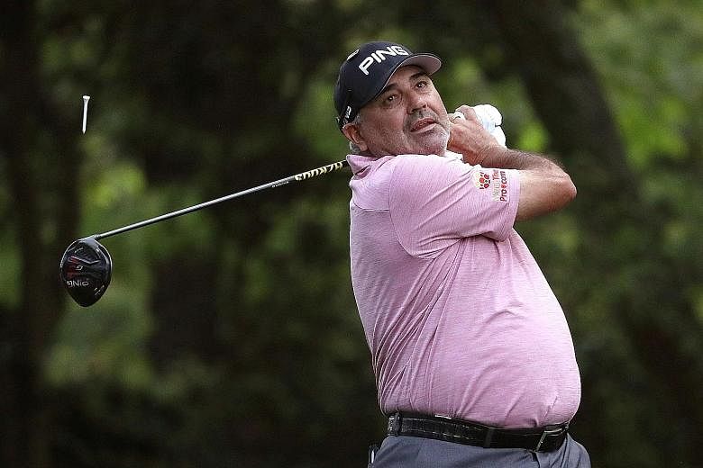Argentina's Angel Cabrera teeing off at the second hole at the 2019 Masters. The 51-year-old won at Augusta in 2009 for his second Major title. He is facing charges of crimes allegedly committed from 2016 to 2020.