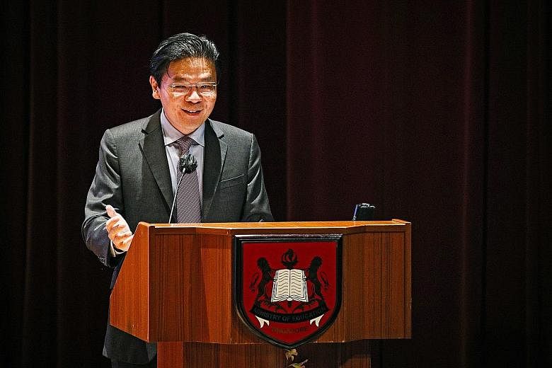 Minister for Education Lawrence Wong speaking at the Appointment and Appreciation Ceremony for Principals last month.