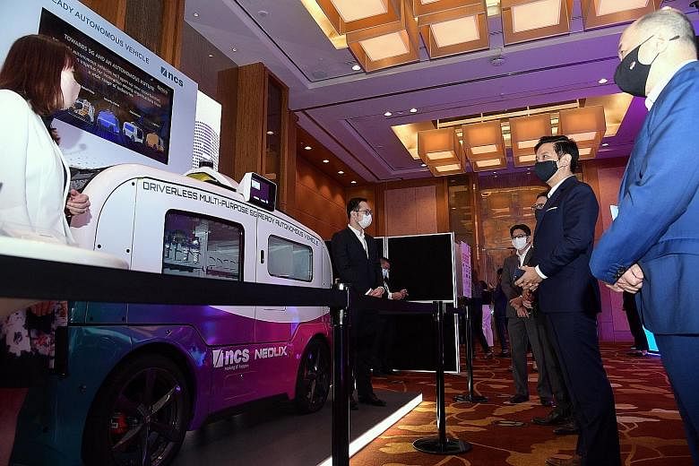 Minister of State (Trade and Industry) Alvin Tan, with government dignitaries from China, at the NCS launch event on Monday. NCS launched the innovation centre in Shenzhen, China, to drive cross-border collaboration in applications of 5G and other em