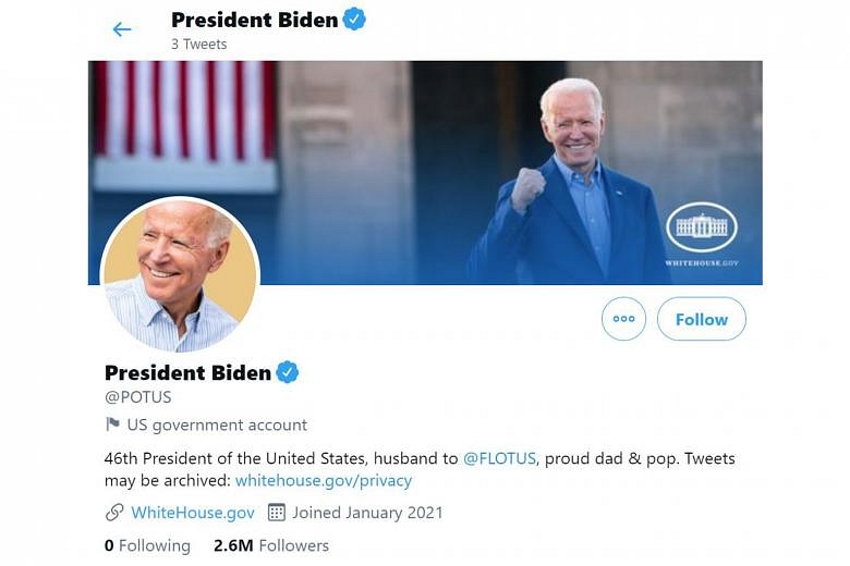 Twitter Shifts US Presidential Accounts To Biden Team | The Straits Times