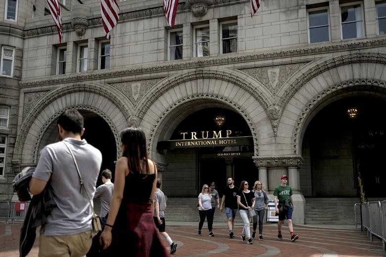 Revenue from the Trump International Hotel (left) in Washington fell to US$15.1 million (S$20 million) from US$40.5 million a year earlier, according to Mr Donald Trump's last financial disclosure form as US president.