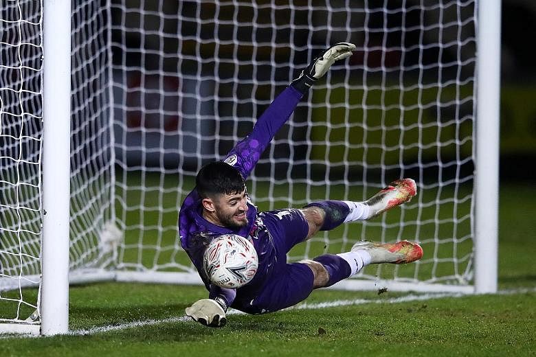 Newport County custodian Tom King (saving from Brighton's Neal Maupay in their FA Cup third round penalty shoot-out on Jan 10) set a new standard for the longest goal ever scored with his 96.01-metre kick on Tuesday.