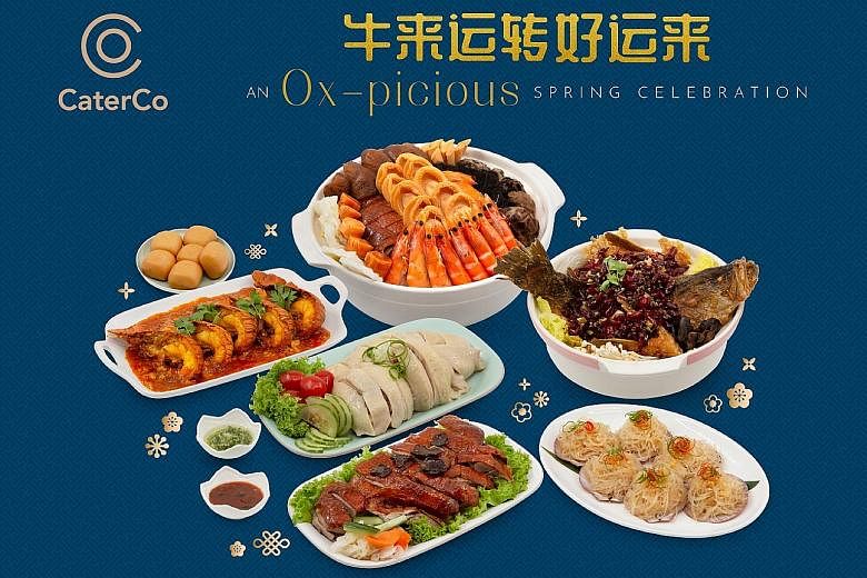 Readers of The Straits Times can use a promotion code when ordering one of CaterCo's Lunar New Year Fortune Menus and get an eclair platter for free. PHOTOS: CATERCO