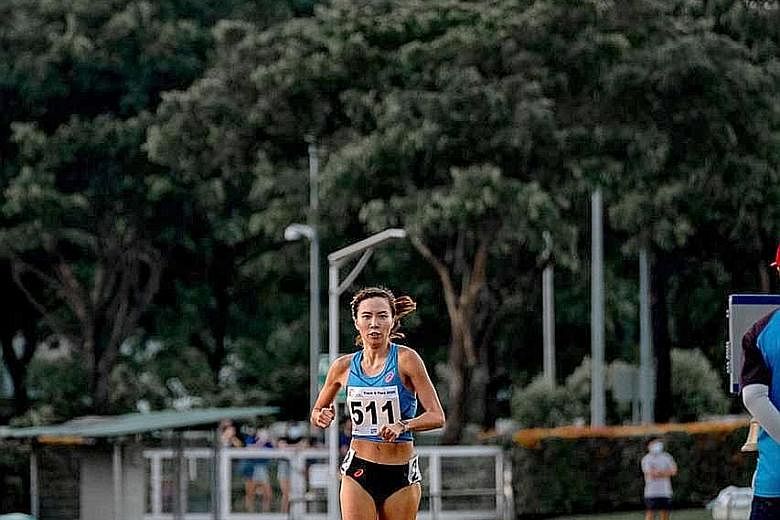 Goh Chui Ling running the 1,500m in last month's SA performance trial. Yesterday, her time in the 5,000m was just over three seconds outside the SEA Games qualifying standard, despite still being in "pre-competition phase".