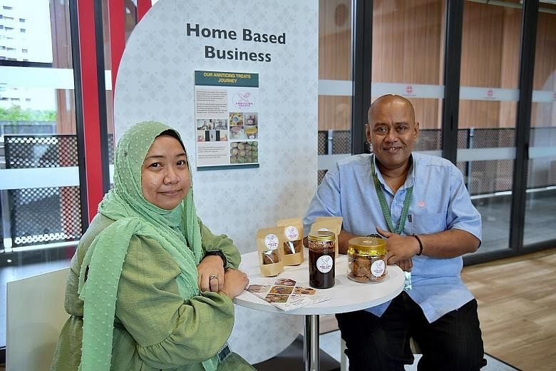 Ms Andini Muslim, 42, who runs home-based business Annticing Treats with her husband Abdul Muhaimin Mustaffa, 46, says there is a lot of hard work but the reward comes from getting repeat orders from customers. ST PHOTO: NG SOR LUAN