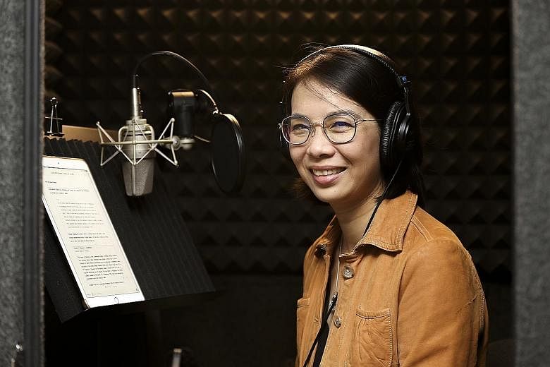 Associate Professor Loh Chin Ee recording an episode of her new podcast, How We Read.