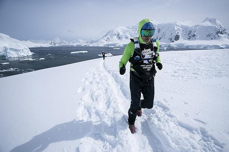 Ultra-marathoner Alain Esseiva has taken on races in Antarctica (above), Mongolia and Kazakhstan.