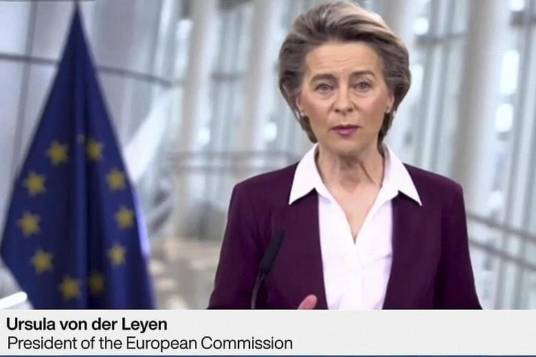 European Commission president Ursula von der Leyen said it was not for Internet companies alone to decide how information was disseminated, citing Twitter's decision to permanently ban then US President Donald Trump's account.