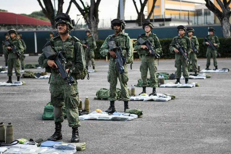 National servicemen recruits in training.