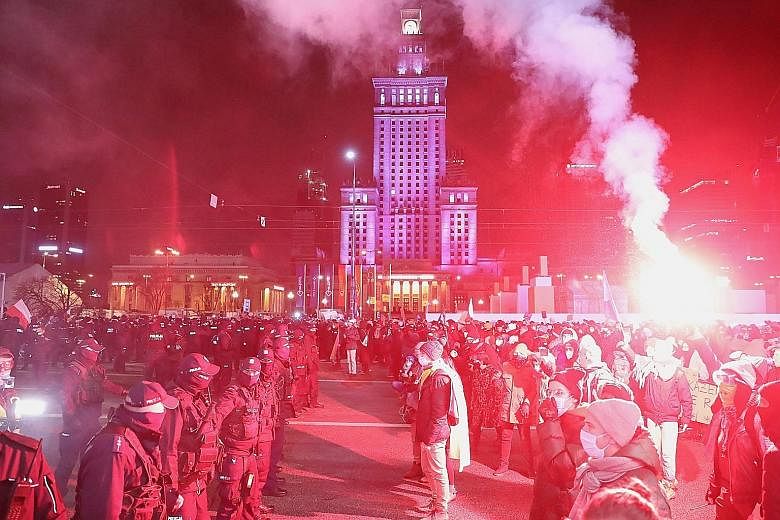 Several thousand people have marched through cities across Poland in recent days in protest against a near-total ban on abortion since it was put into effect by the conservative government on Wednesday. Defying coronavirus restrictions, hundreds gath