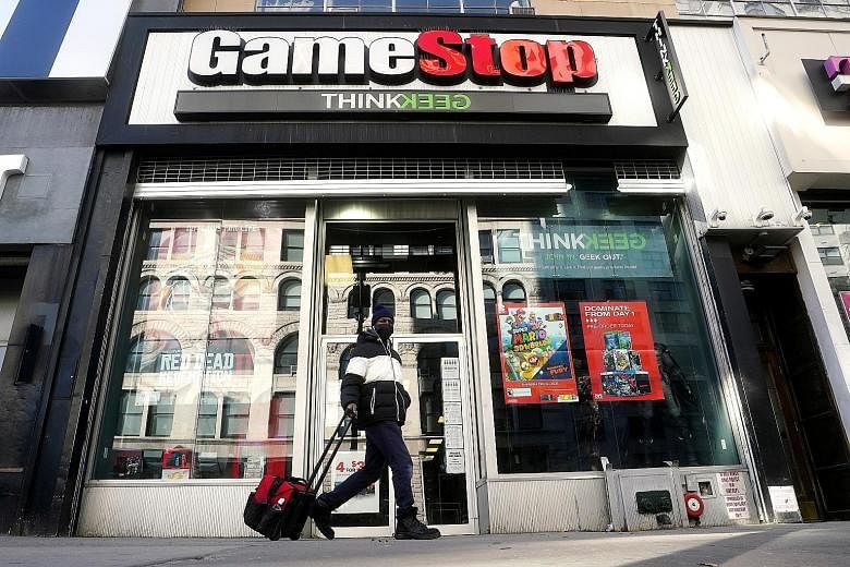 A GameStop store in the Manhattan borough of New York City. Stocks of firms such as video game retailer GameStop have been in the spotlight in the United States |for their volatility.