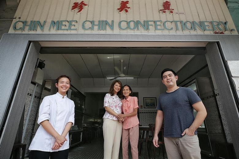 (From far left) Ebb & Flow Group's executive pastry chef Maxine Ngooi; Chin Mee Chin Confectionery's Sharon Tan and main managing partner Leoang Kwang Ling; and Ebb & Flow Group chief executive Lim Kian Chun.