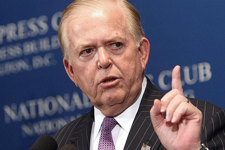 Fox Business cancelled its highest-rated show, Lou Dobbs Tonight, last Friday after its eponymous host (left) was sued as part of a US$2.7 billion (S$3.6 billion) defamation lawsuit.
