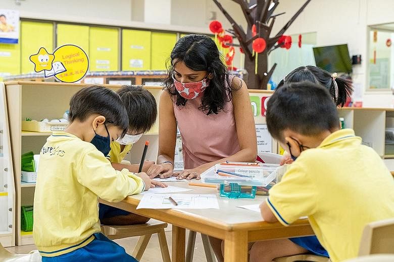 Ms Vanessa Ann-Mary Naidu, a teacher at NurtureStars Preschool at Safra Jurong, said children learn best through activities that keep them engaged, and that the art jam session allows children to express themselves and apply what they have learnt.