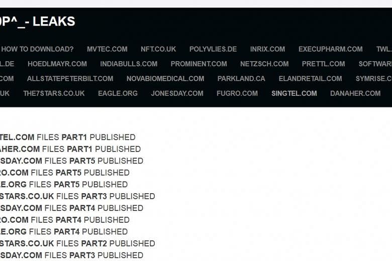 A screen grab of a website hosted on the Dark Web showing the stolen Singtel data being uploaded.