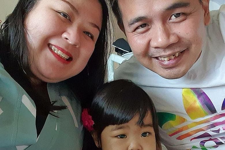 Ms Vicky Cheng and Mr Roger Wong with their 17-month-old daughter Raenelle, who was diagnosed with biliary atresia soon after birth and needed a liver transplant. Ms Cheng made an urgent plea for help on Facebook, and the National University Hospital