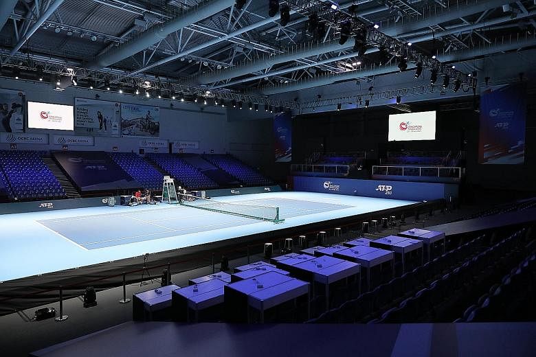 Strict safety protocols are in place for the Singapore Tennis Open, including sanitising the OCBC Arena (above) before and after each session. Common areas are cleaned hourly.