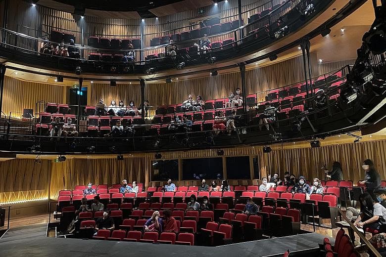 Even though theatres are now open, shows are still being run at a loss due to safe distancing rules. Wild Rice @ Funan (left), for one, has been running productions at less than 25 per cent capacity. PHOTO: WILD RICE