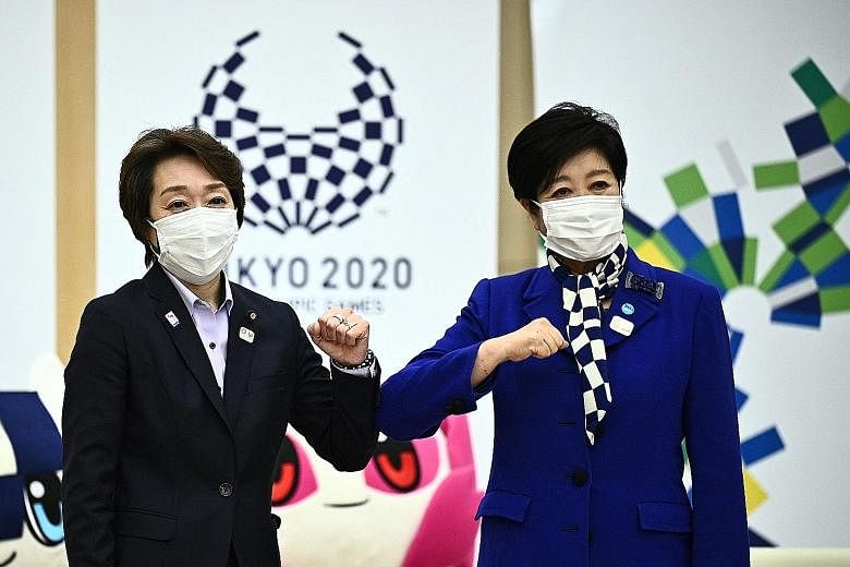 Mr Yoshiro Mori (above), who quit as president of the Tokyo 2020 Games organising committee after his derogatory comments on women, has been replaced by Ms Seiko Hashimoto (at left) - a seven-time Olympian and mother of six - seen here with Tokyo Gov