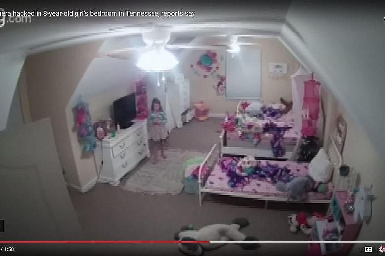 Left: In 2019, an eight-year-old girl in the US was harassed by a stranger - through her room's hacked Ring security camera - who said, among other things: "I'm your best friend. I'm Santa Claus." Right: A 13-year-old boy was in the kitchen of his fa